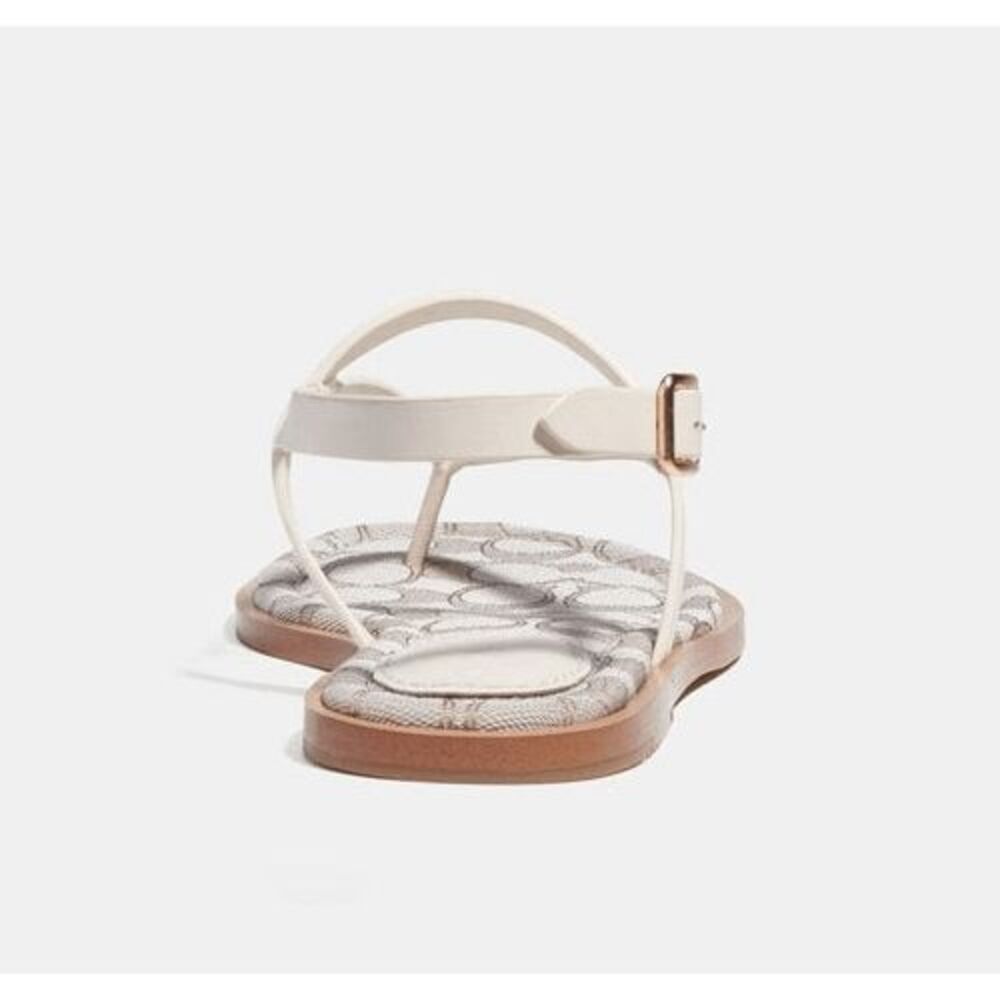 Coach Women's Josie Leather Sandals - Chalk/Stone 10B - Picture 10 of 13